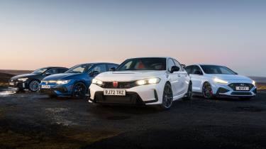 Honda Civic Type R v Volkswagen Golf R v Hyundai i30 N v Audi RS3